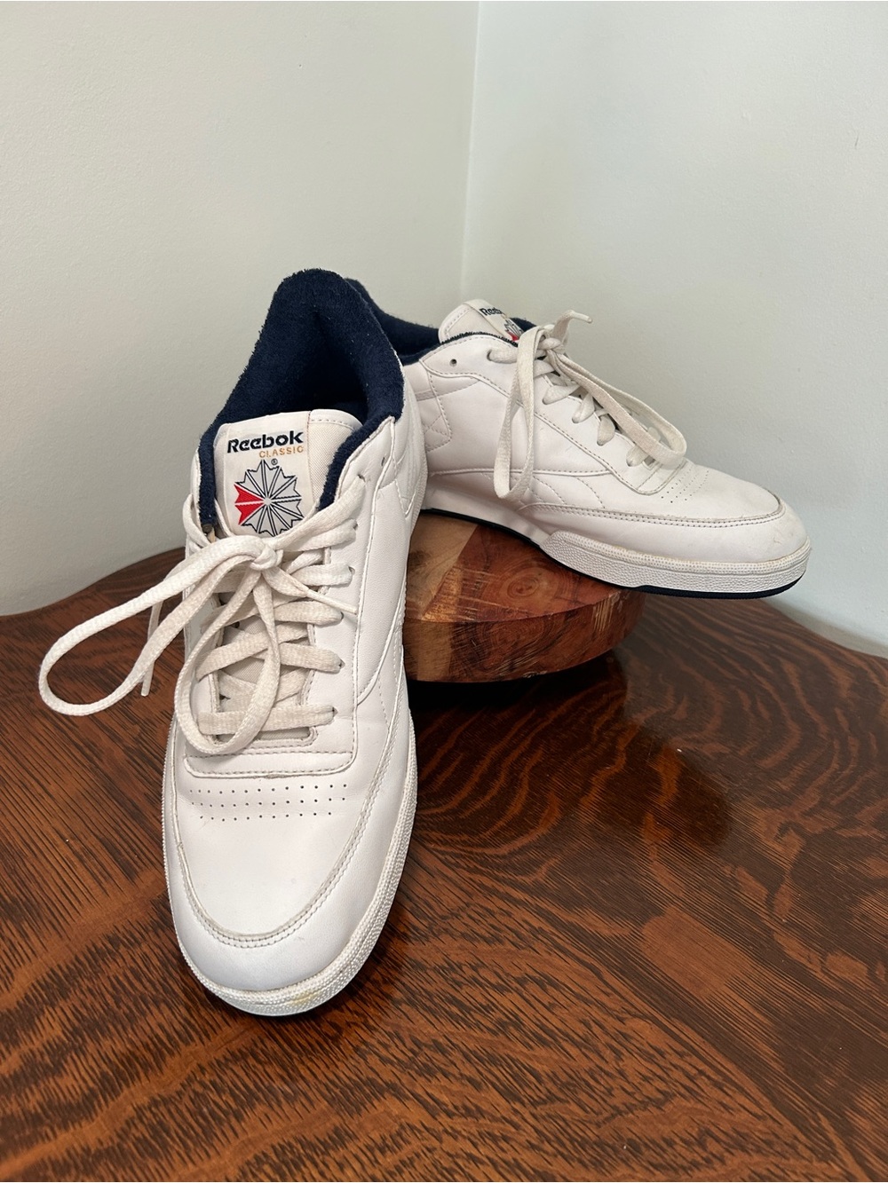 Vintage Reebok Classic White/Navy Club Court Shoes 11.5 US
